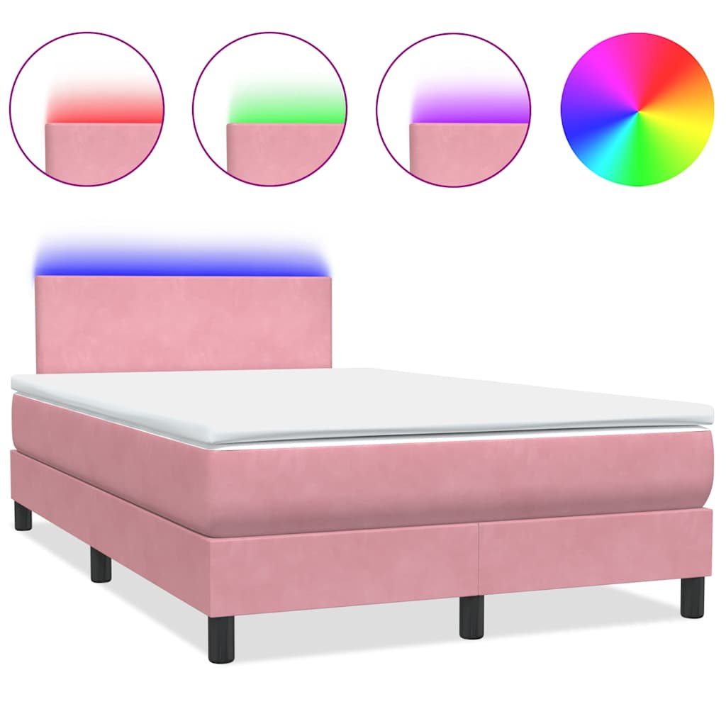 Boxspring met matras fluweel roze 120x220 cm