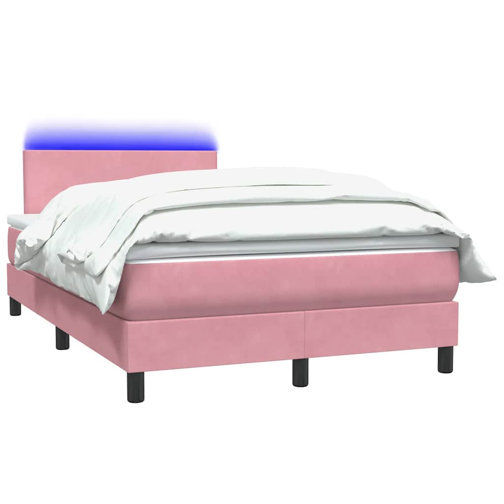 Boxspring met matras fluweel roze 120x220 cm