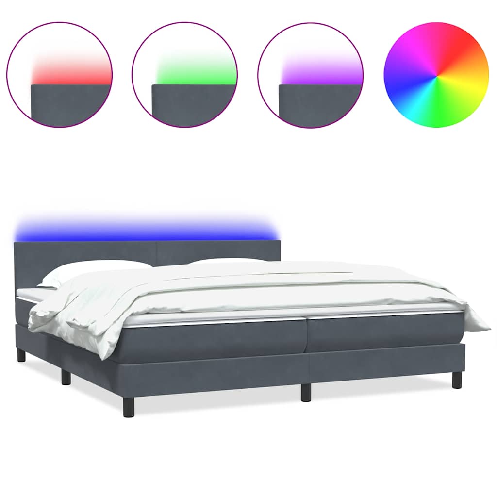 Boxspring met matras fluweel donkergrijs 200x220 cm