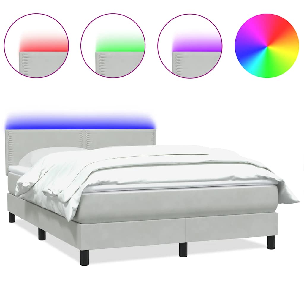 Boxspring met matras fluweel lichtgrijs 140x210 cm