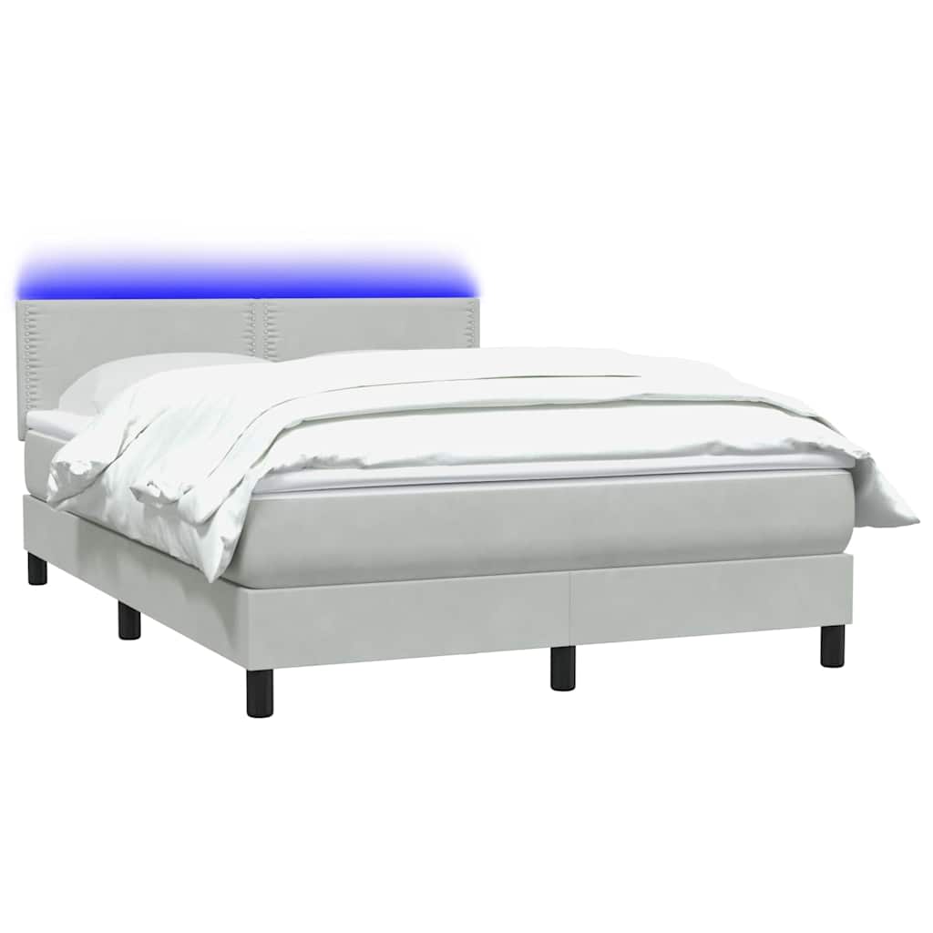 Boxspring met matras fluweel lichtgrijs 140x210 cm