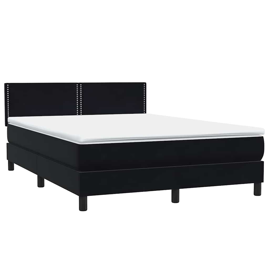 Boxspring met matras fluweel zwart 140x210 cm