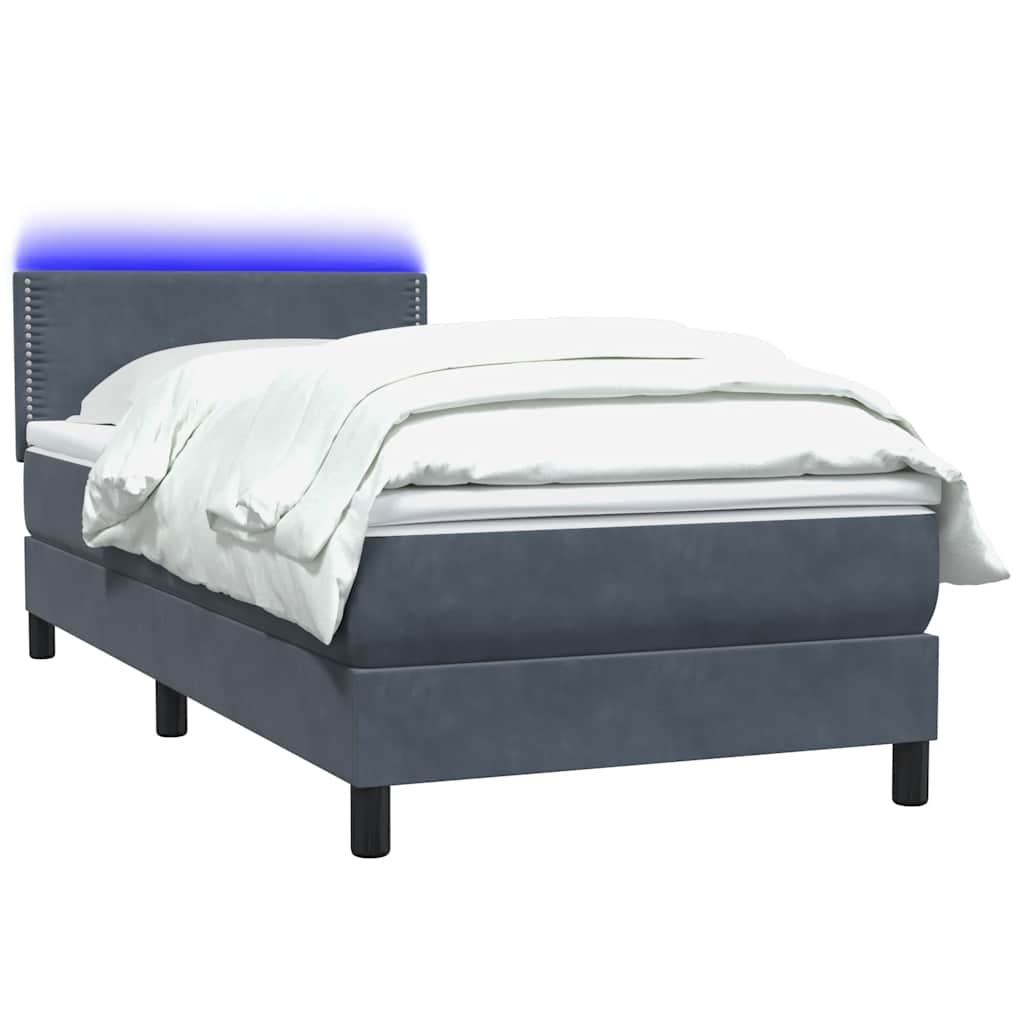 Boxspring met matras fluweel donkergrijs 80x220 cm