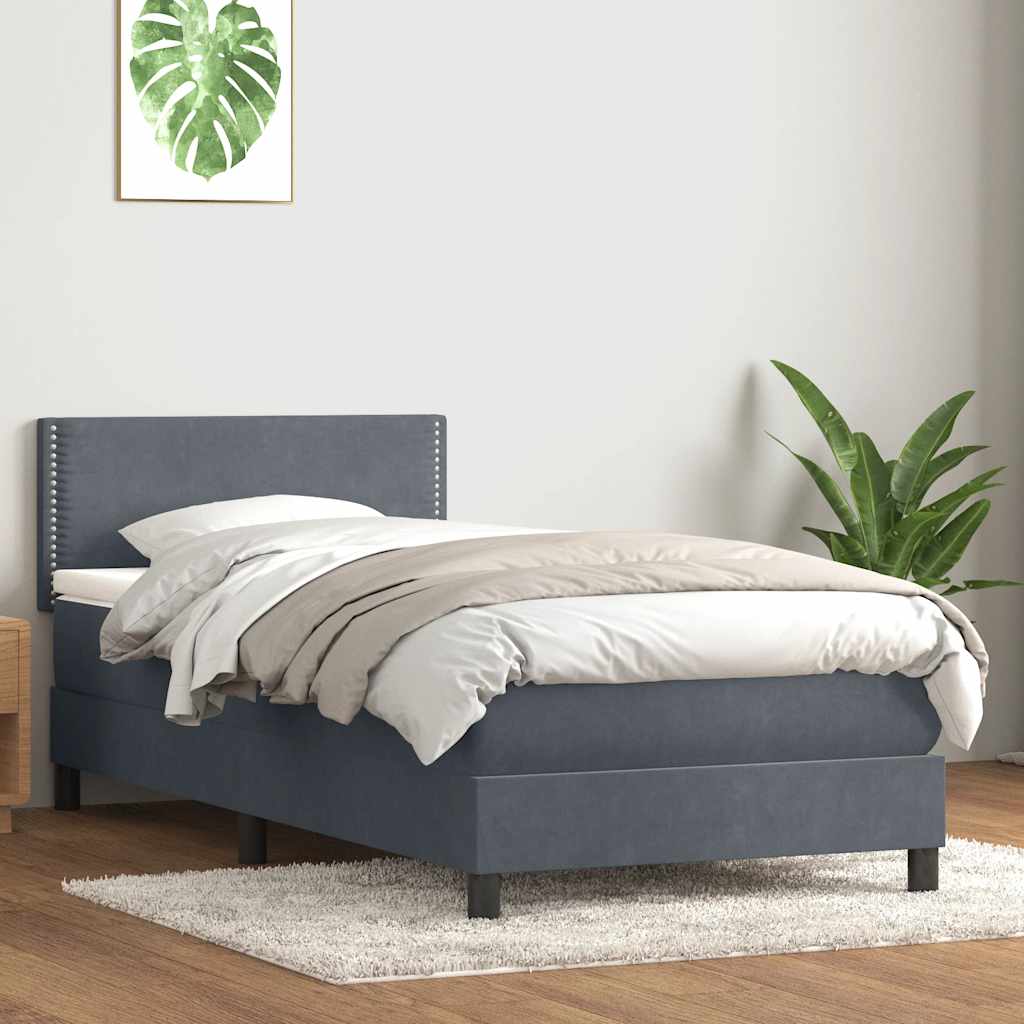 Boxspring met matras fluweel donkergrijs 80x220 cm