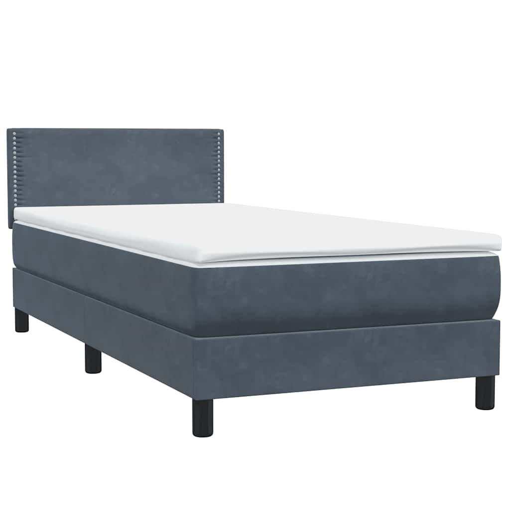 Boxspring met matras fluweel donkergrijs 80x220 cm