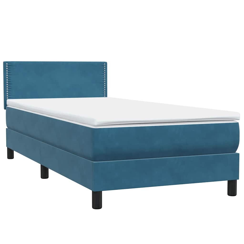 Boxspring met matras fluweel donkerblauw 90x220 cm