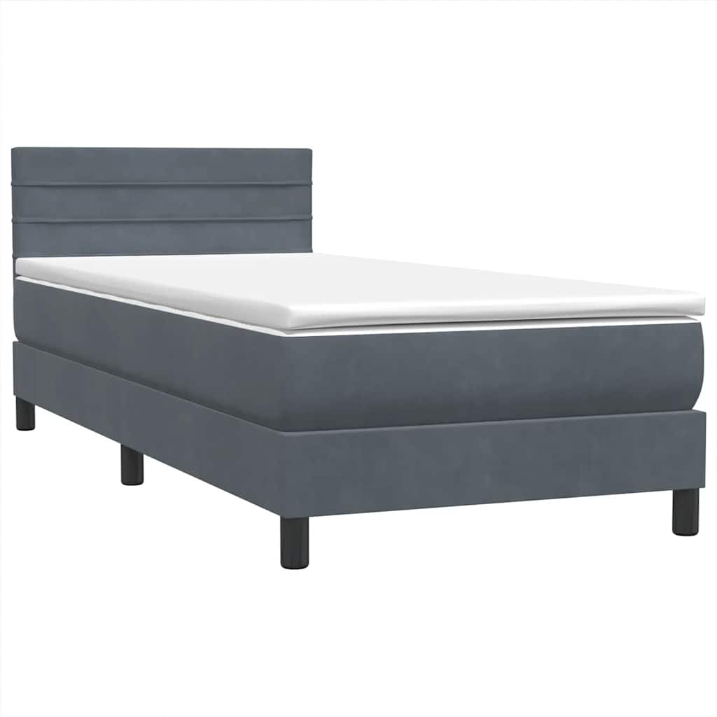 Boxspring met matras fluweel donkergrijs 90x210 cm