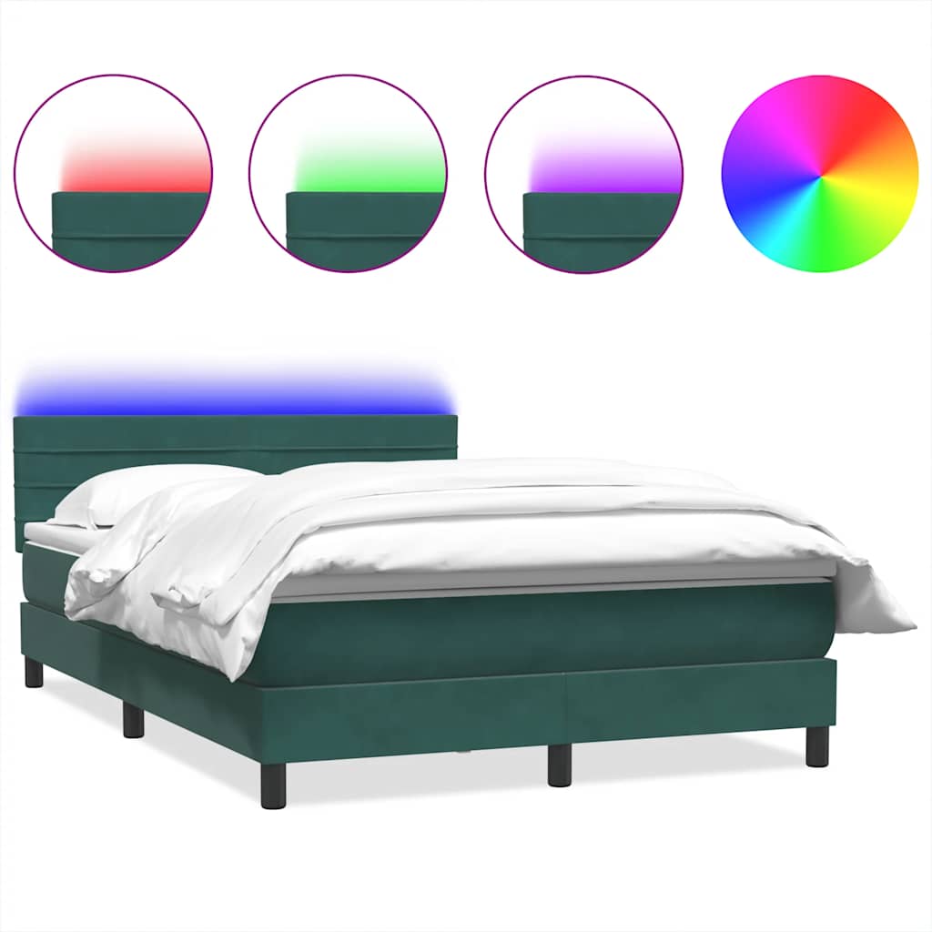Boxspring met matras fluweel donkergroen 140x210 cm