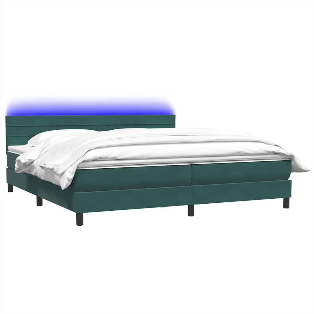 Boxspring met matras fluweel donkergroen 180x210 cm