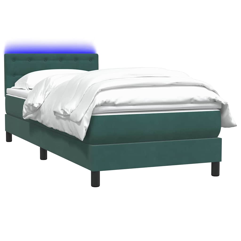 Boxspring met matras fluweel donkergroen 80x210 cm