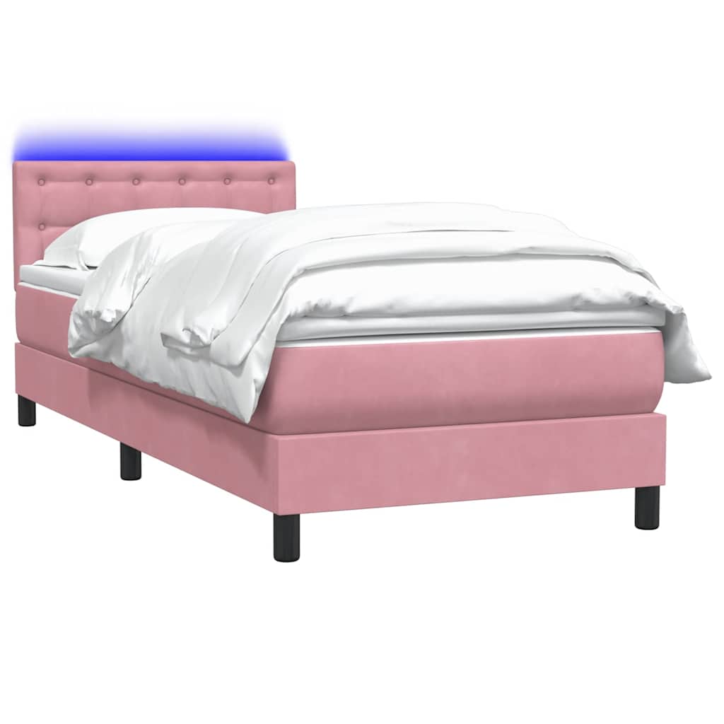 Boxspring met matras fluweel roze 80x210 cm