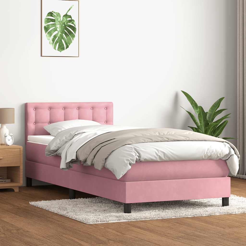 Boxspring met matras fluweel roze 80x210 cm