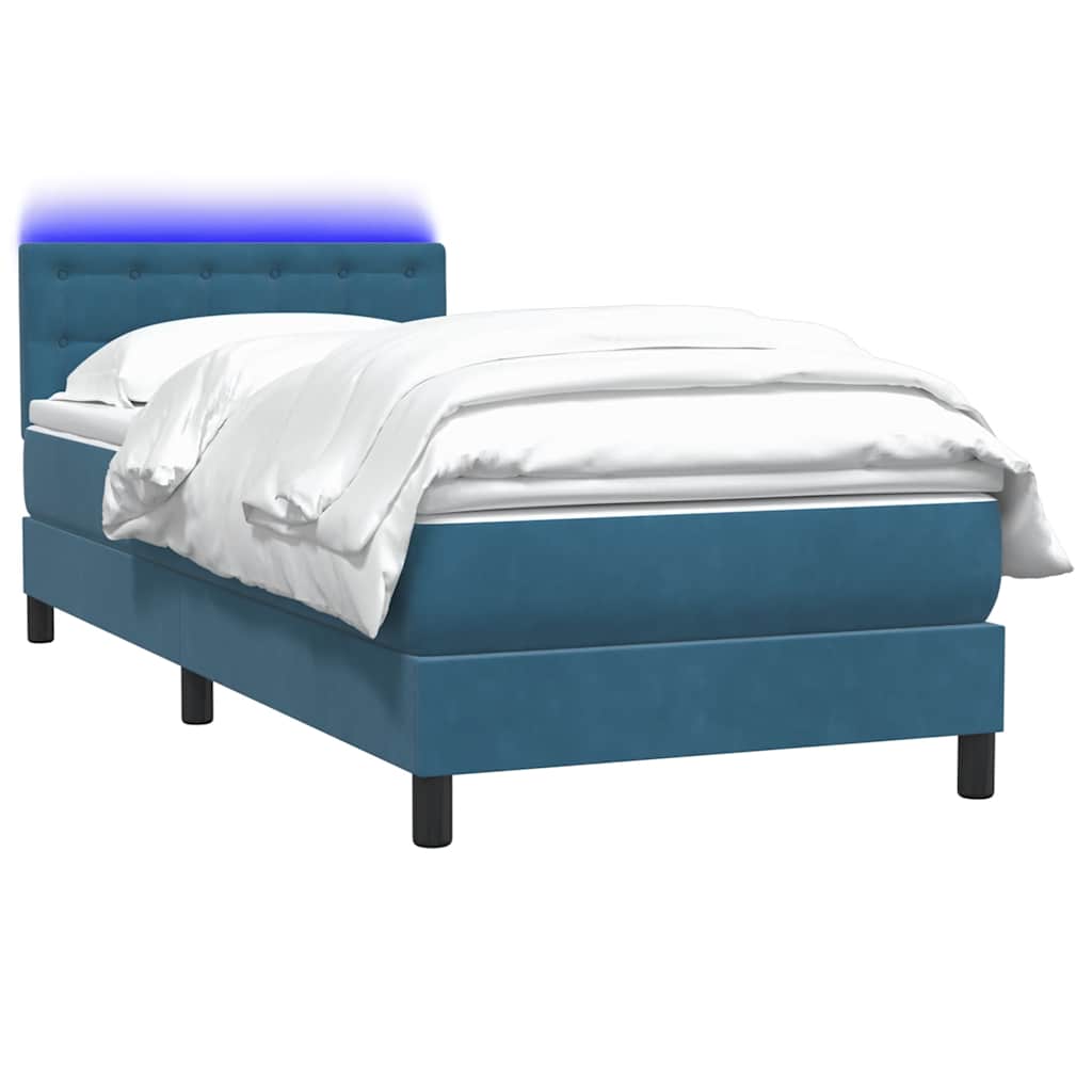 Boxspring met matras fluweel donkerblauw 90x220 cm