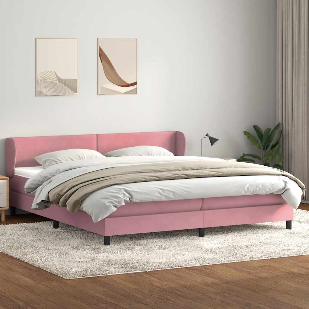 Boxspringbed met matrassen 180x220 cm fluweel roze