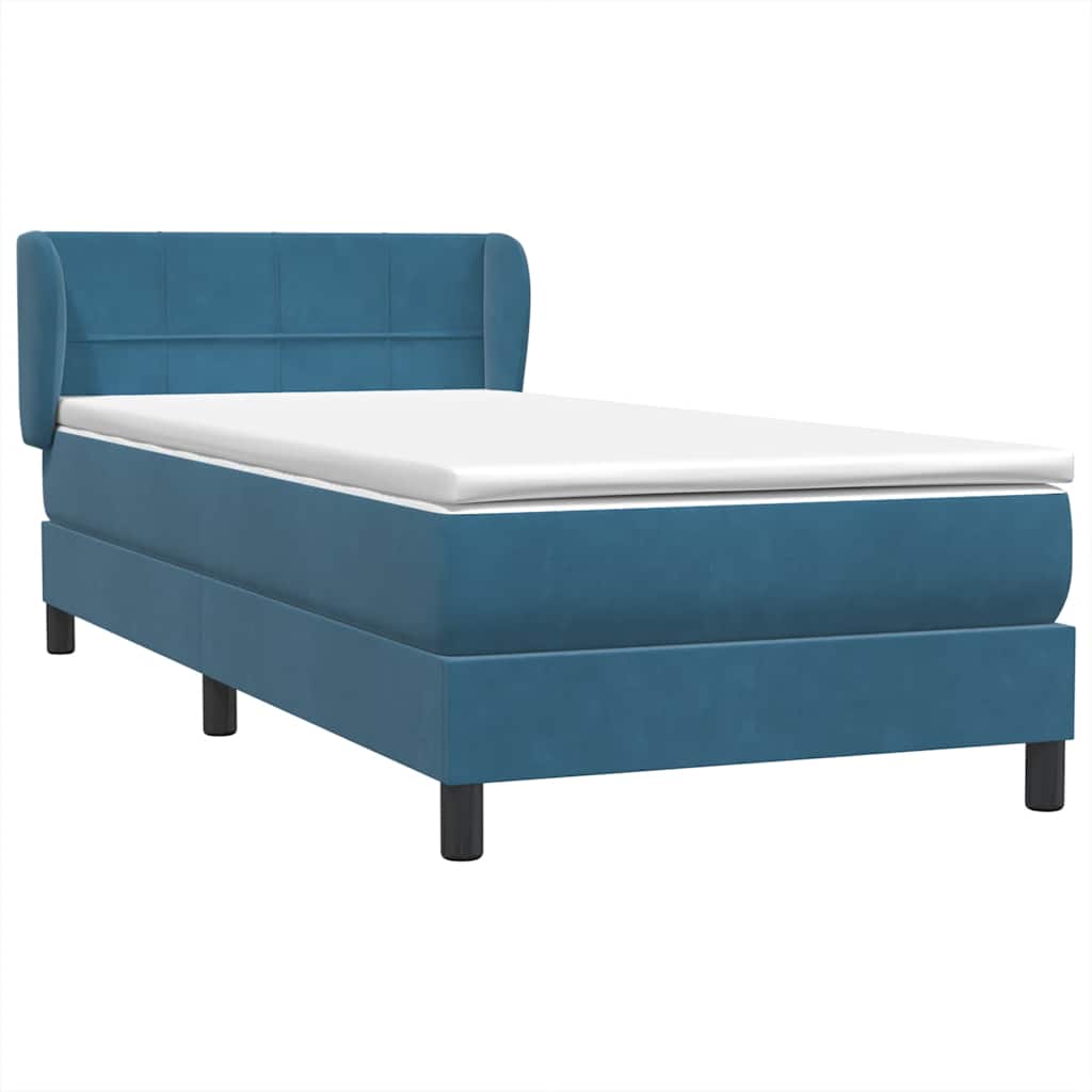 Boxspring met matras fluweel donkerblauw 80x210 cm