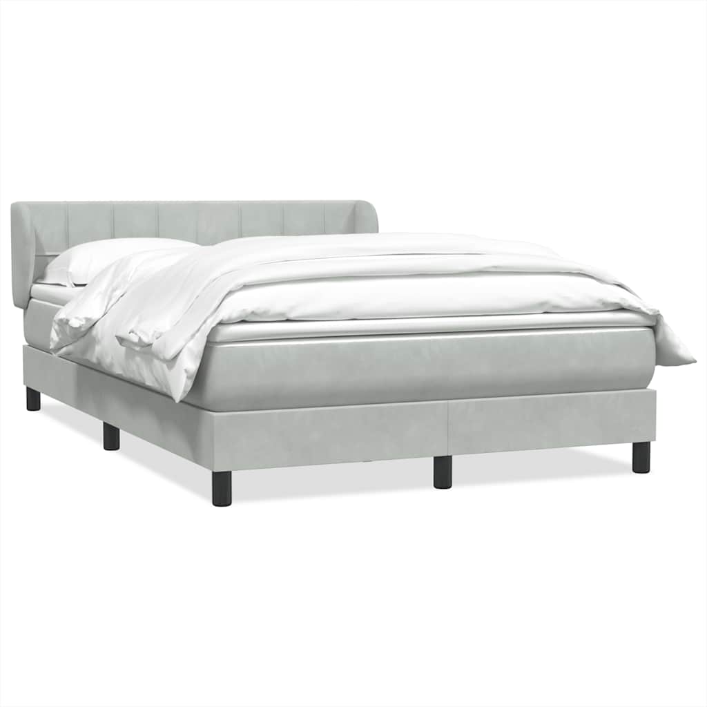 Boxspring met matras fluweel lichtgrijs 140x210 cm