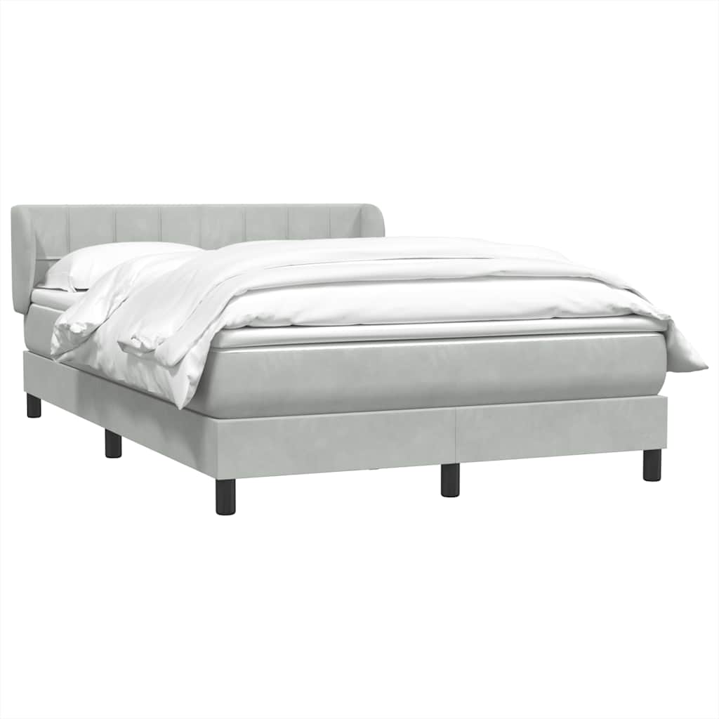 Boxspring met matras fluweel lichtgrijs 140x210 cm