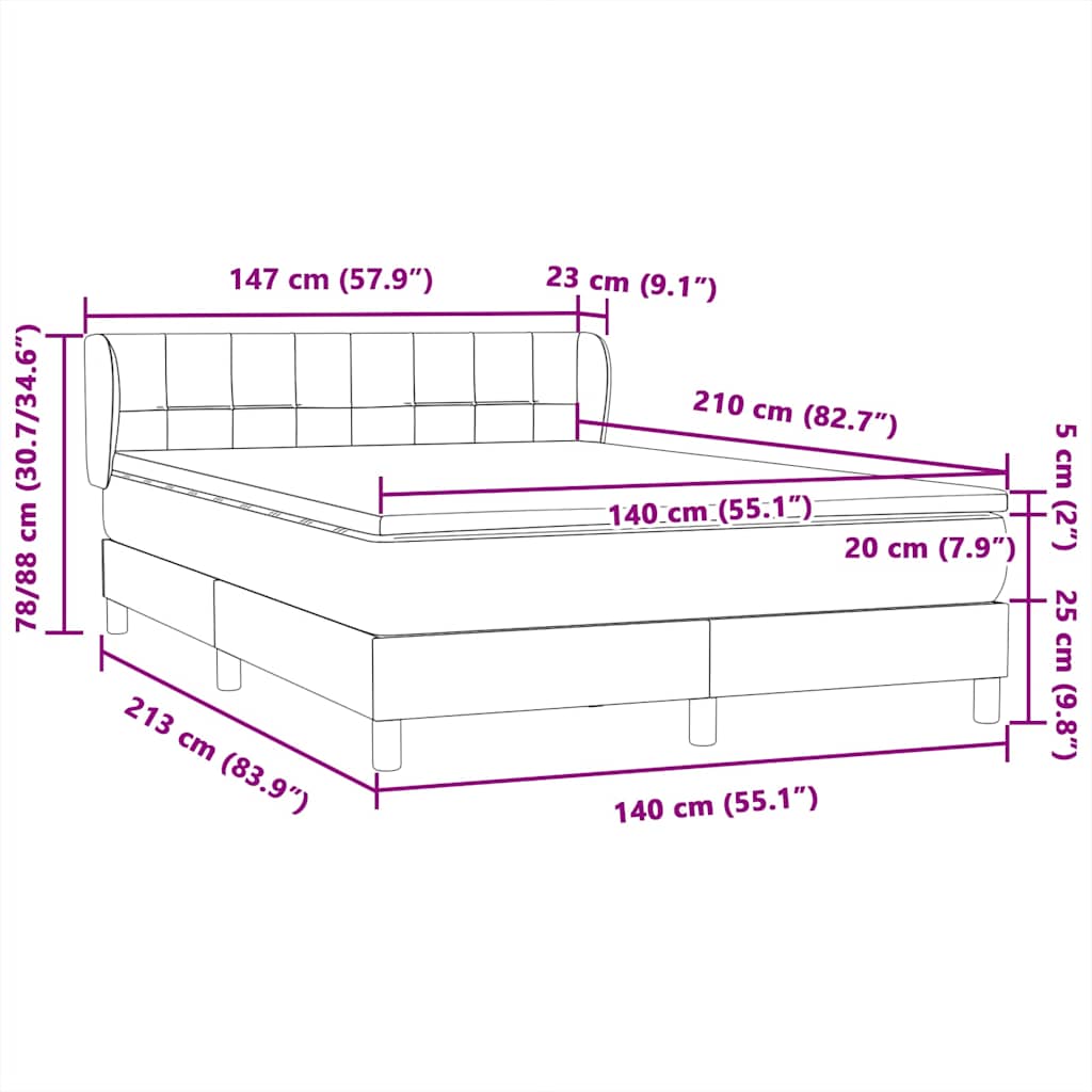 Boxspring met matras fluweel roze 140x210 cm