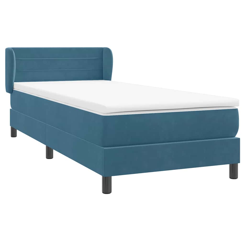 Boxspring met matras fluweel donkerblauw 80x210 cm