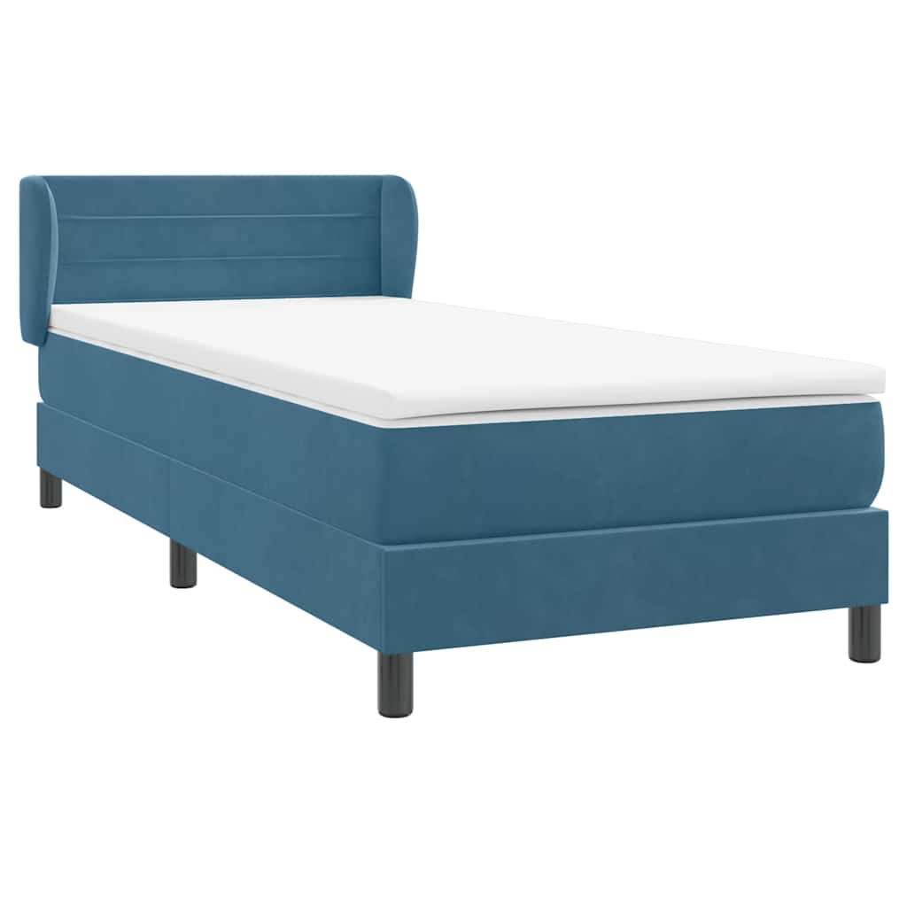 Boxspring met matras fluweel donkerblauw 90x220 cm
