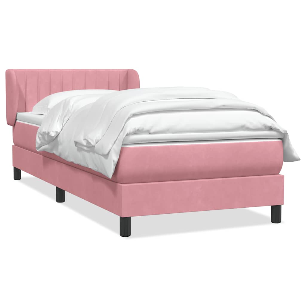Boxspring met matras fluweel roze 80x210 cm