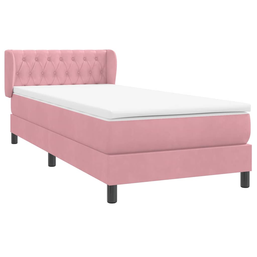 Boxspring met matras fluweel roze 80x210 cm
