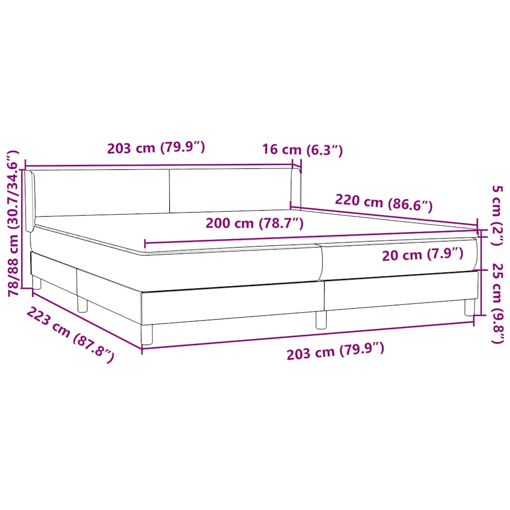 Boxspring met matras fluweel donkergrijs 200x220 cm