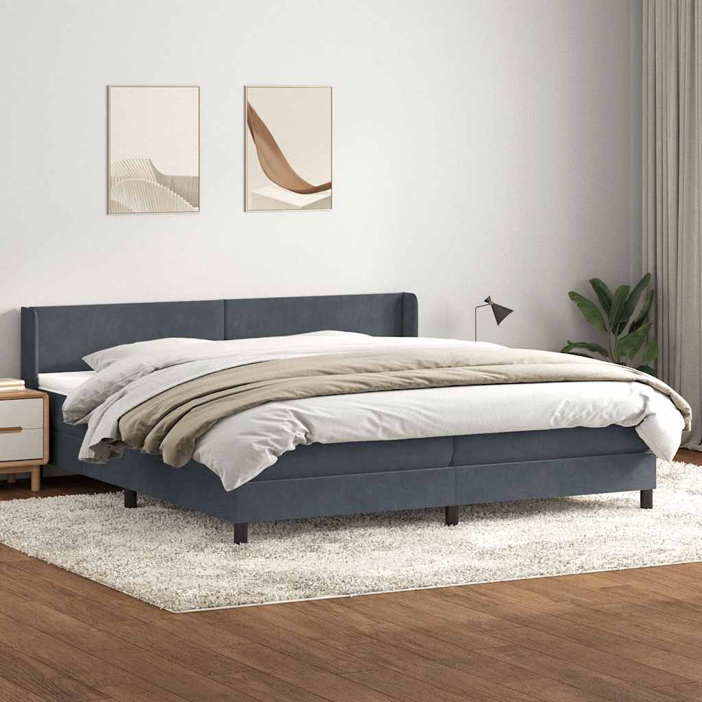 Boxspring met matras fluweel donkergrijs 200x220 cm