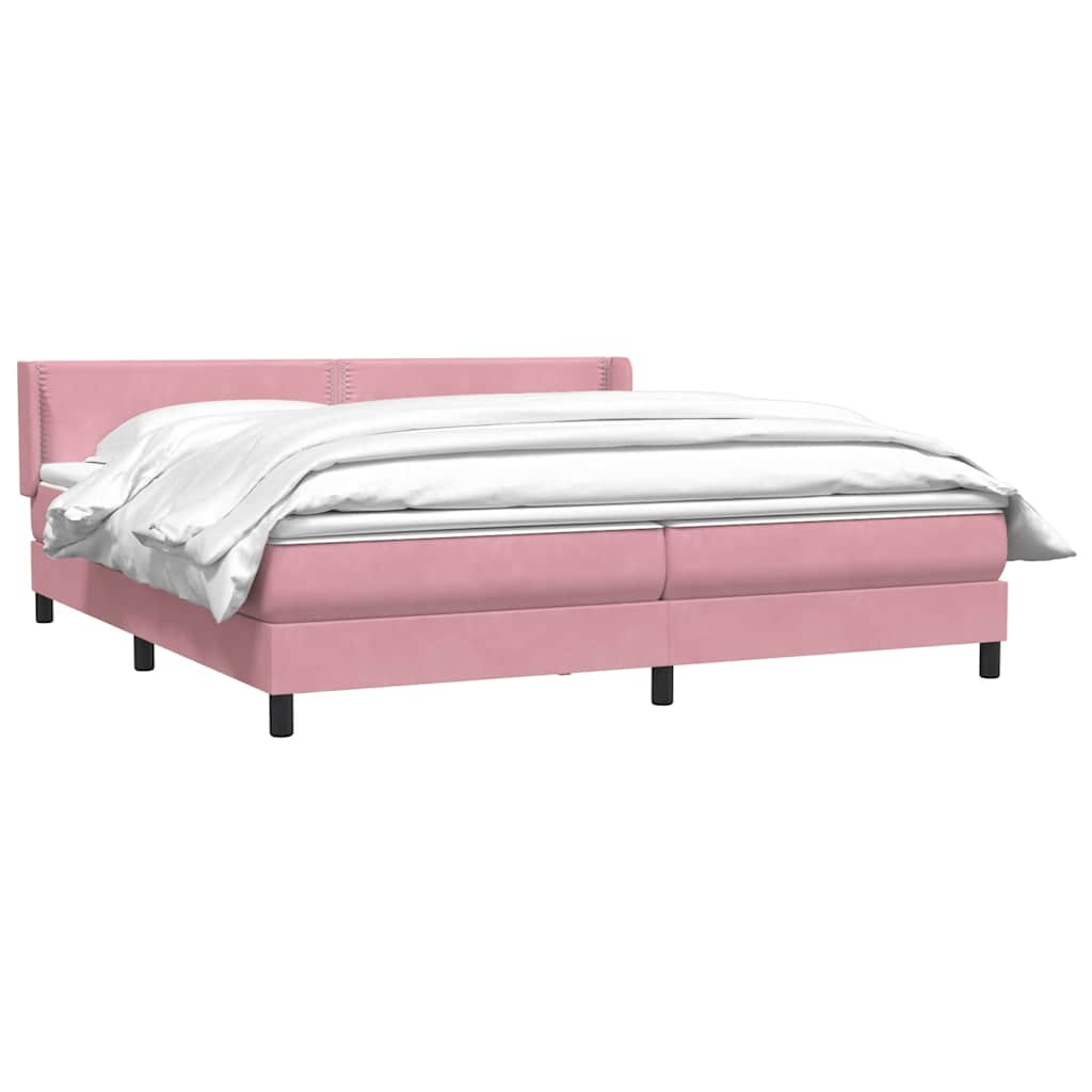 Boxspring met matras fluweel roze 200x220 cm