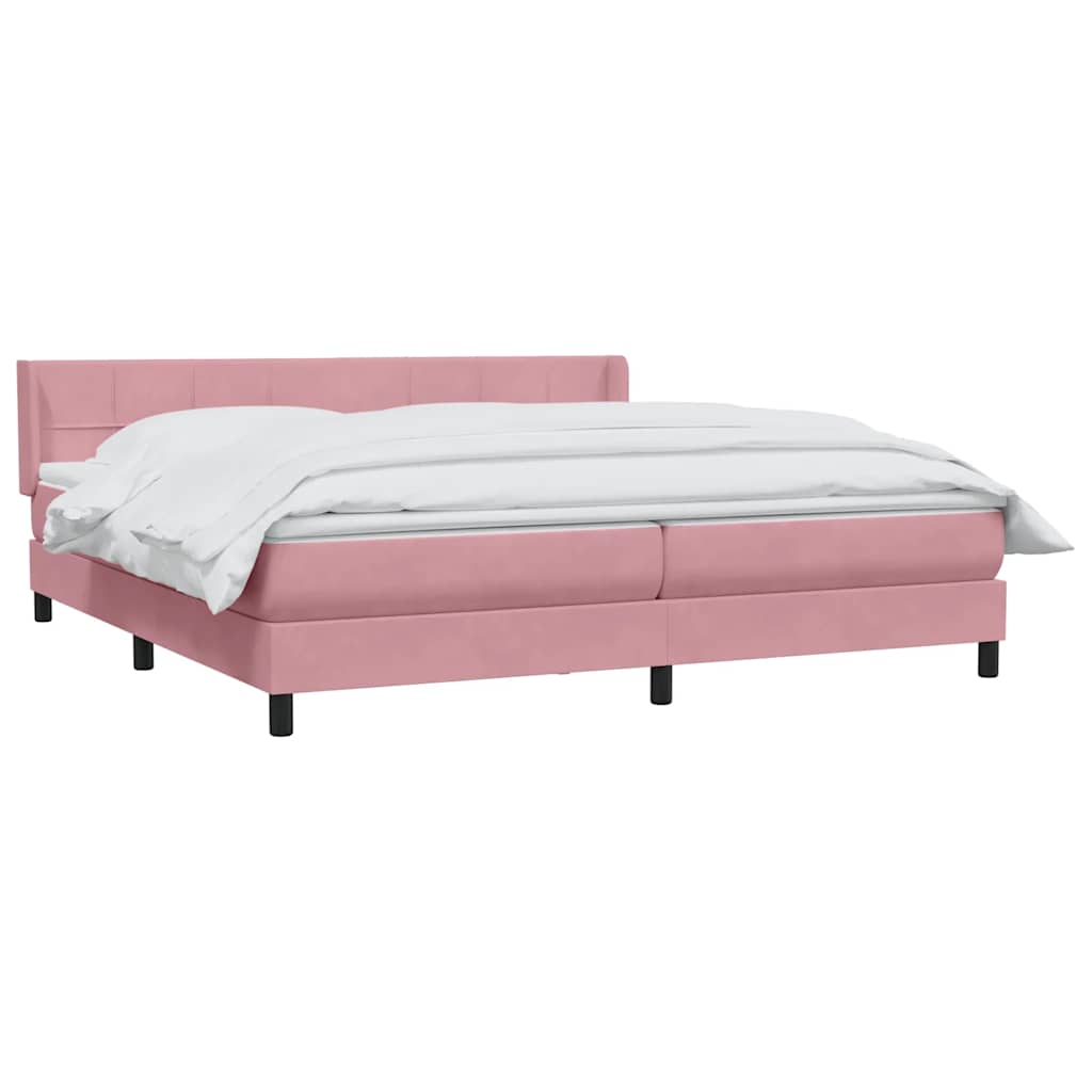 Boxspring met matras fluweel roze 180x210 cm