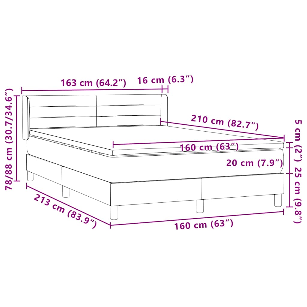 Boxspring met matras fluweel donkergroen 160x210 cm