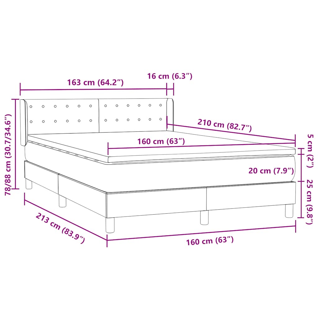 Boxspring met matras fluweel zwart 160x210 cm