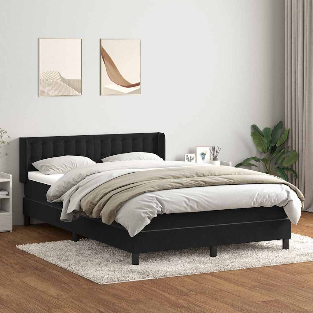 Boxspring met matras fluweel zwart 160x210 cm