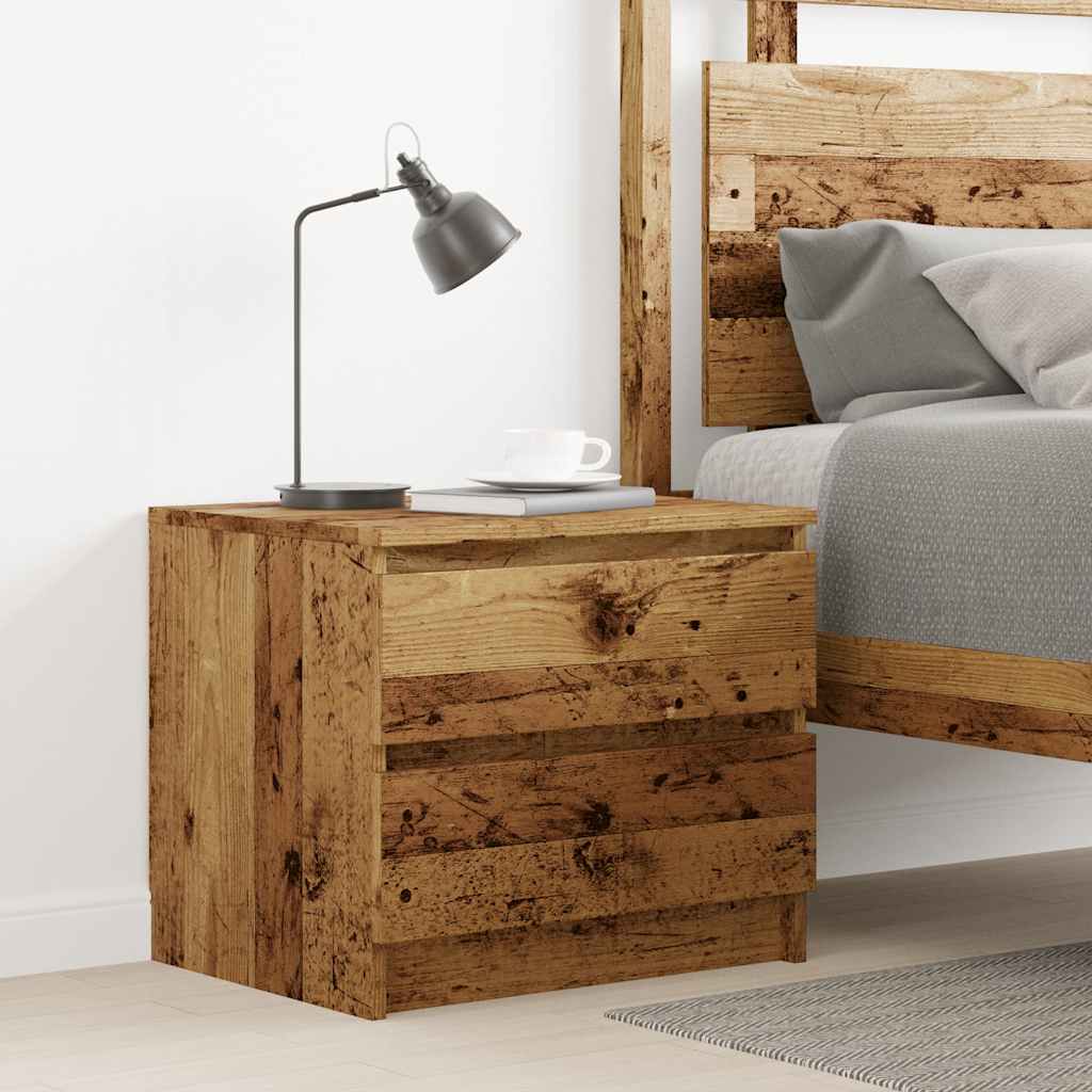 Nachtkastje 50x40x43.5 cm bewerkt hout oud houtkleurig