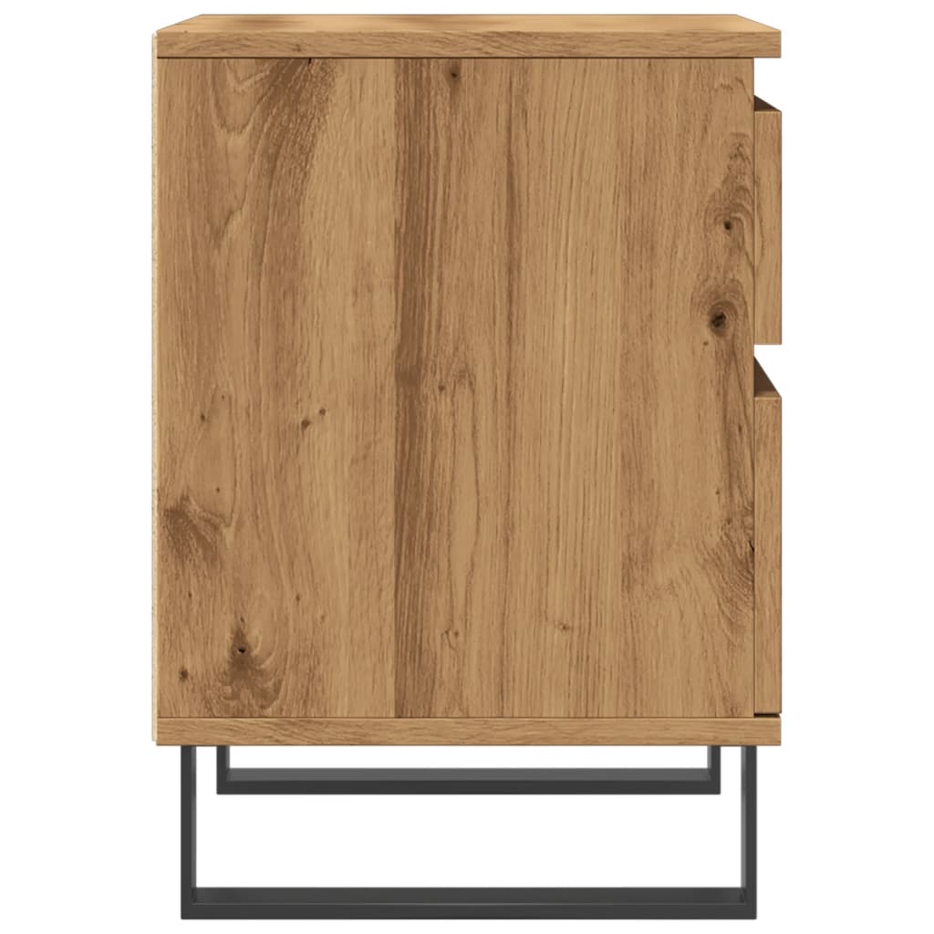 Nachtkastje 40x35x50 cm bewerkt hout artisanaal eikenkleur
