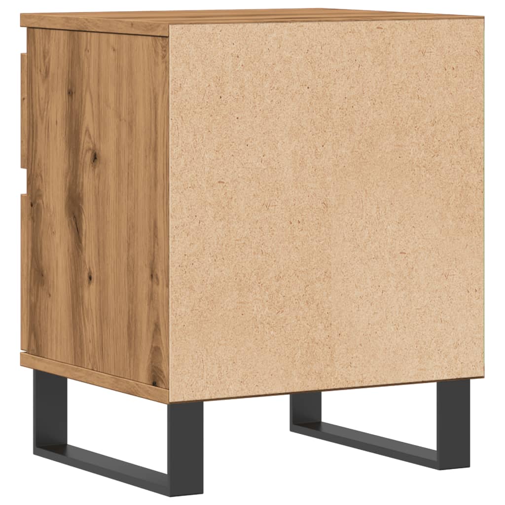 Nachtkastje 40x35x50 cm bewerkt hout artisanaal eikenkleur