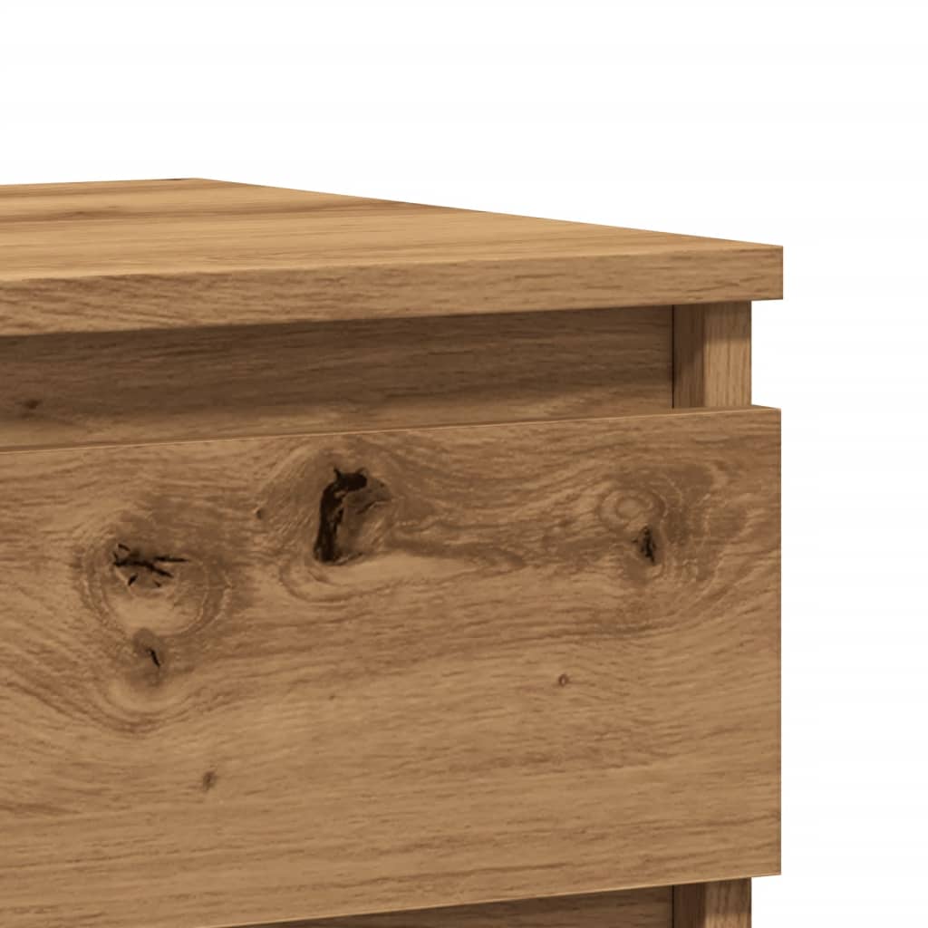 Nachtkastje 40x35x50 cm bewerkt hout artisanaal eikenkleur