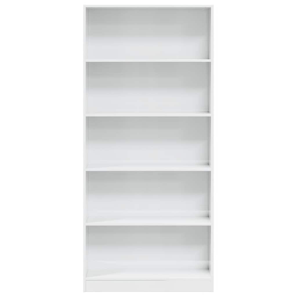Boekenkast 80x24x176 cm bewerkt hout hoogglans wit