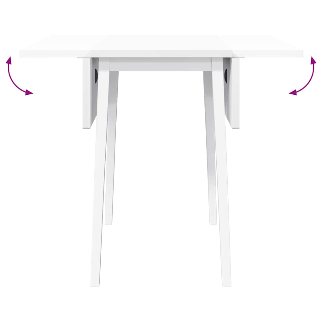 Eettafel massief hout wit rubber