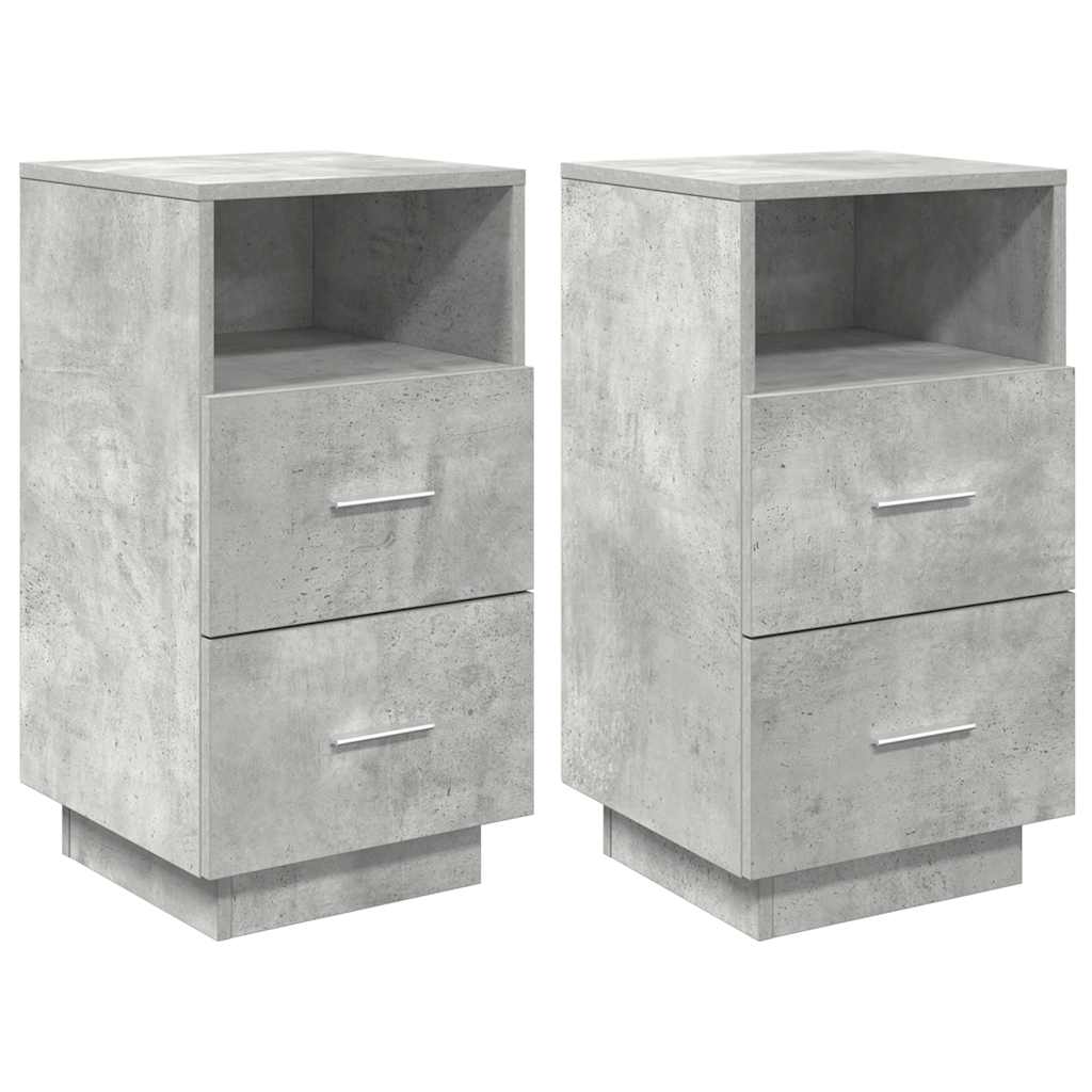 Nachtkastjes 2 st met 2 lades 36x36x68 cm betongrijs
