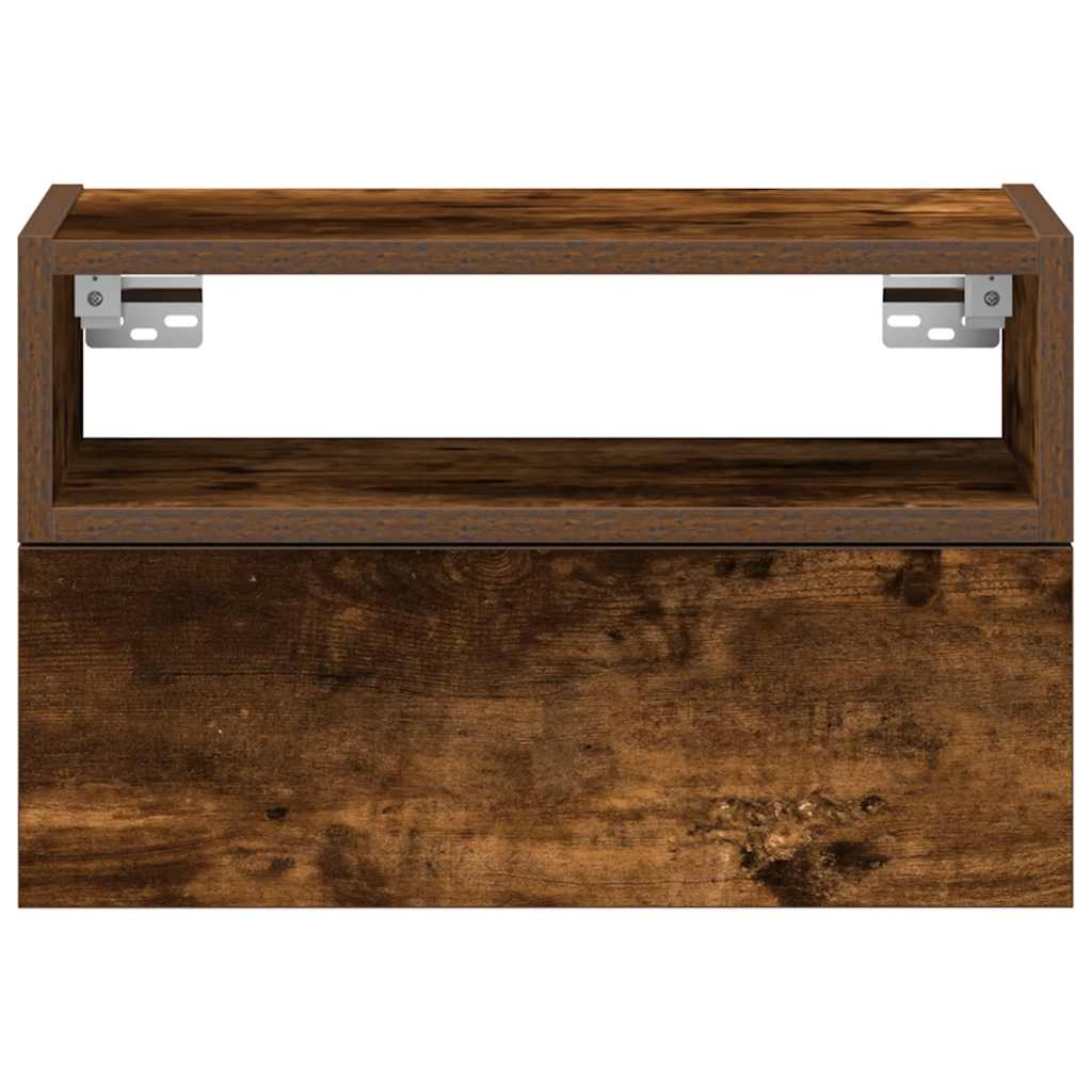 Nachtkastje wandgemonteerd 45x26x28,5 cm gerookt eikenkleurig