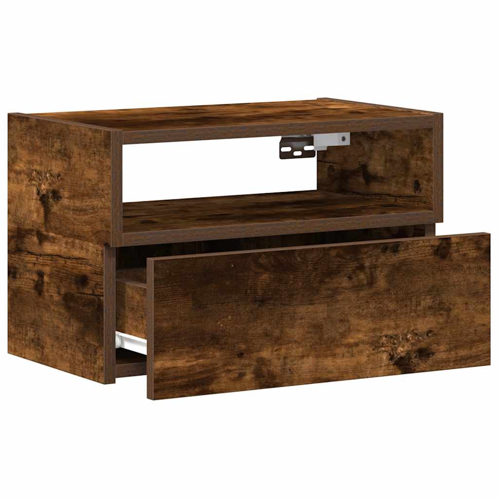 Nachtkastje wandgemonteerd 45x26x28,5 cm gerookt eikenkleurig