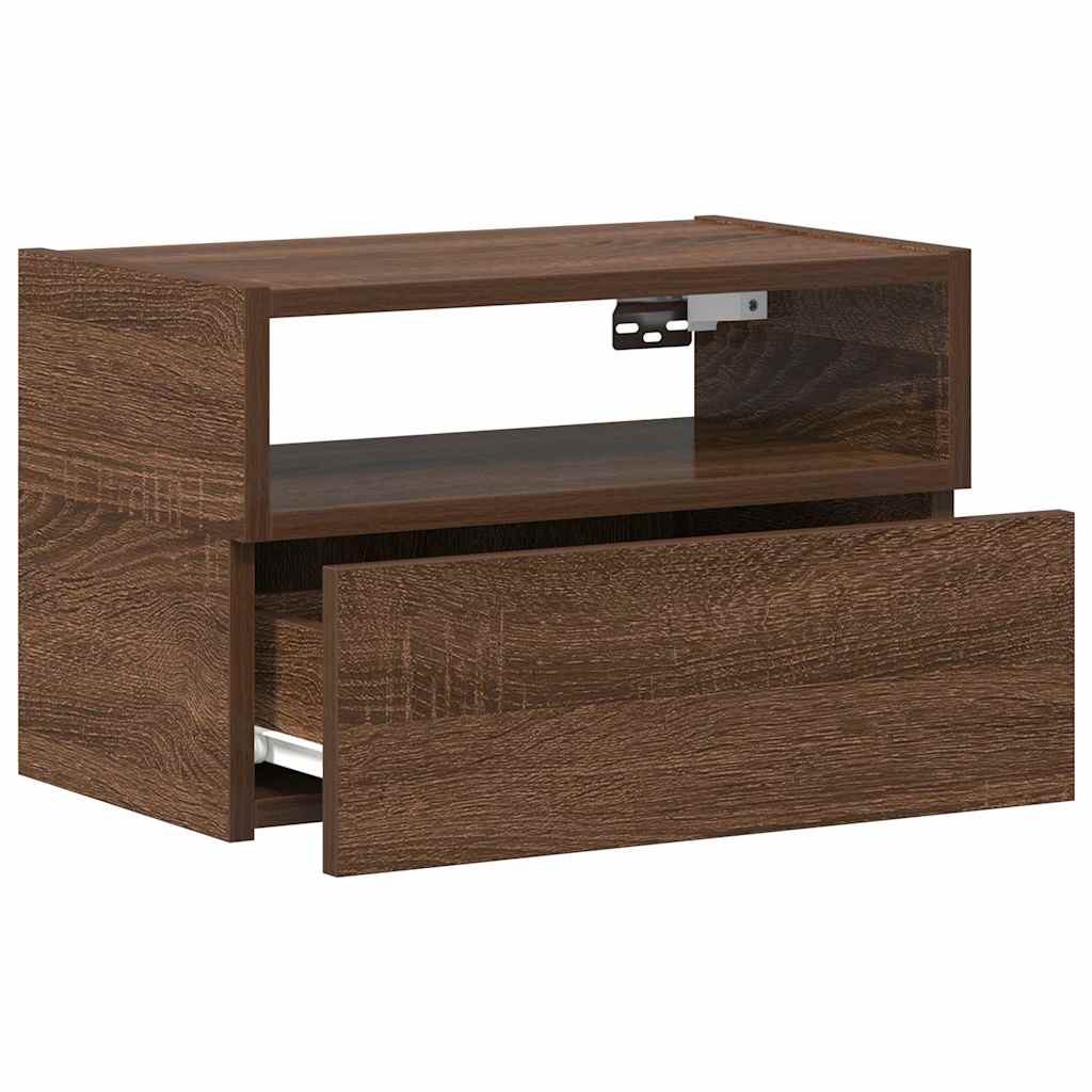 Nachtkastje wandgemonteerd 45x26x28,5 cm bruin eikenkleur