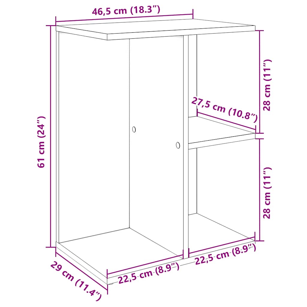 Nachtkastje 46,5x29x61 cm bewerkt hout betongrijs