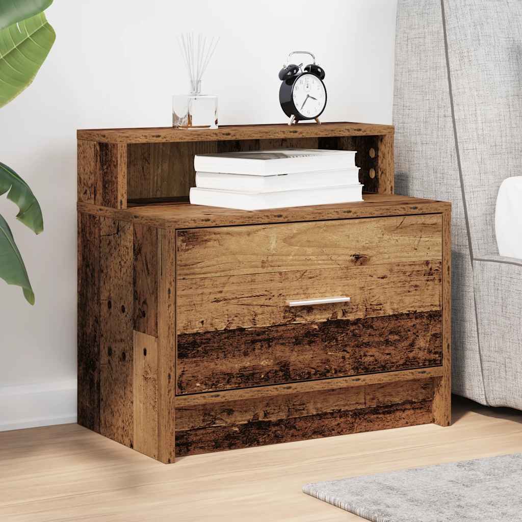 Nachtkastje met lade 51x31x47 cm oud houtkleurig