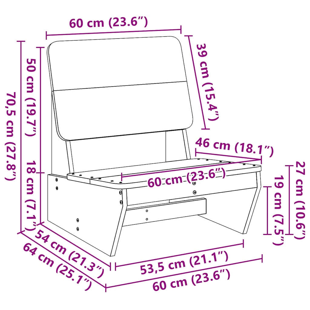 Tuinstoelen 2 st 60x64x70,5 cm geïmpregneerd hout