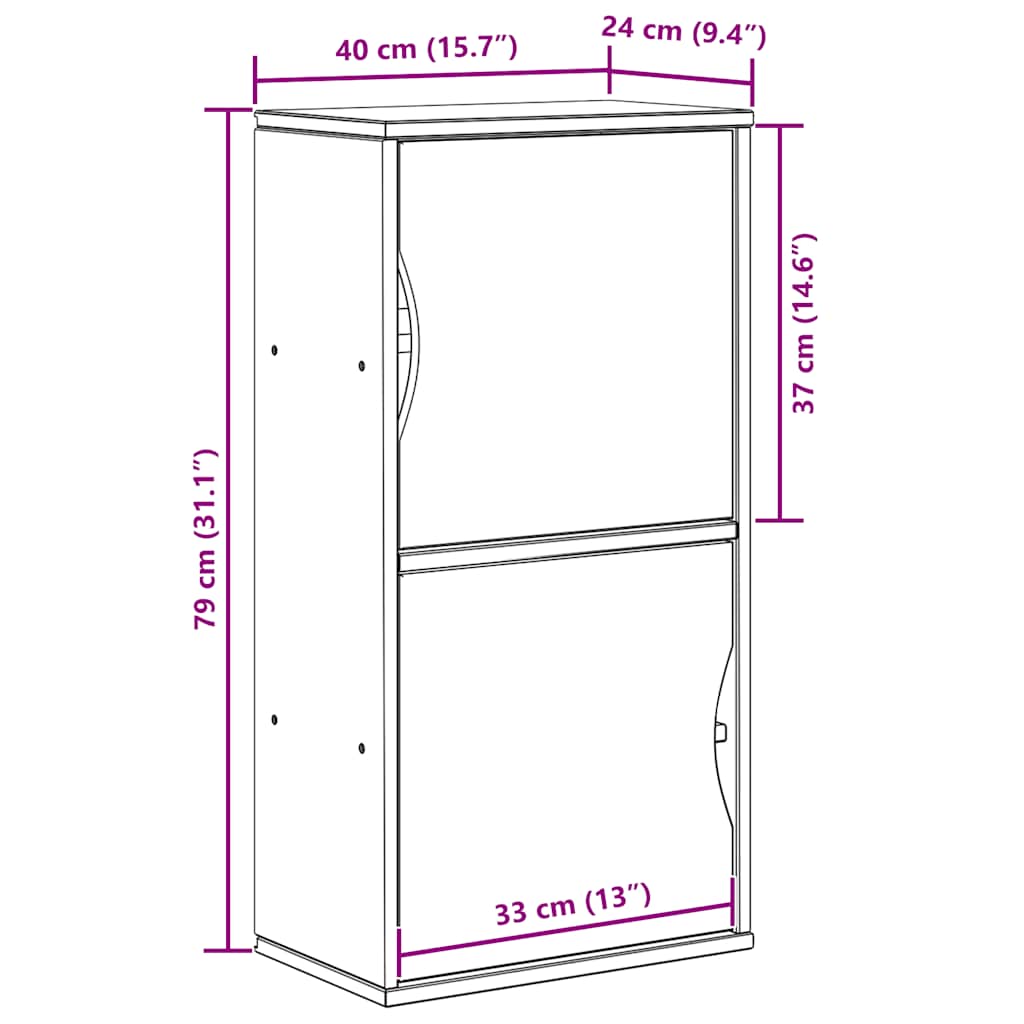 Bijzetkast ODDA 40x24x79 cm massief grenenhout wit