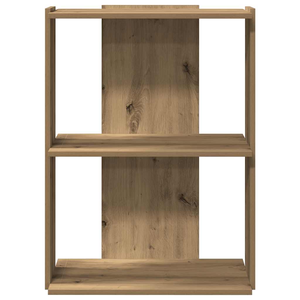 Boekenkast 3-laags 60x30x80 cm bewerkt hout artisanaal eiken