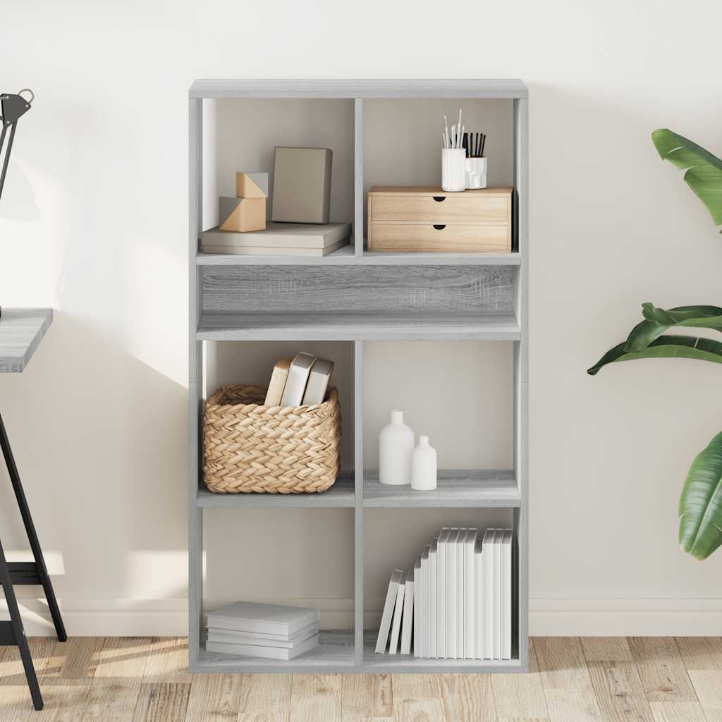 Boekenkast 66x31x112 cm bewerkt hout grijs sonoma eikenkleurig