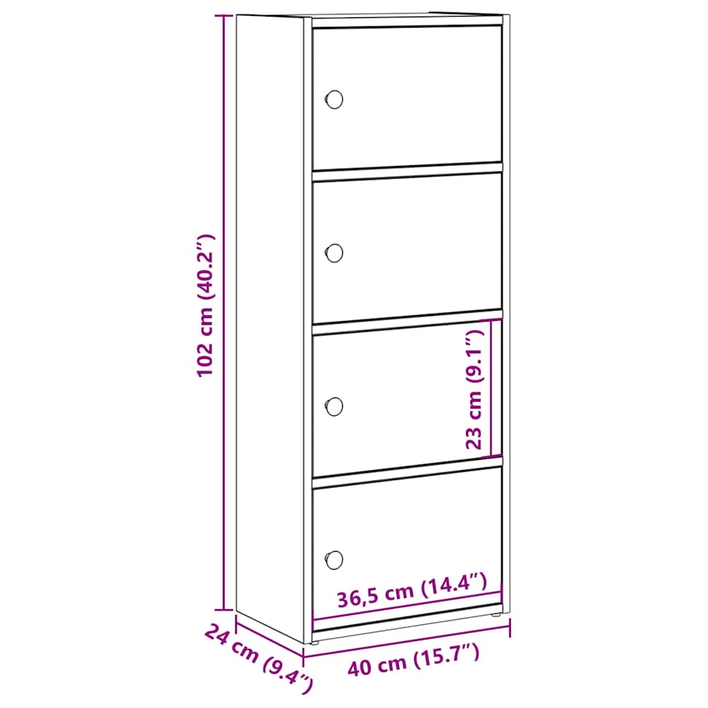 Boekenkast 40x24x102 cm bewerkt hout zwart eikenkleurig